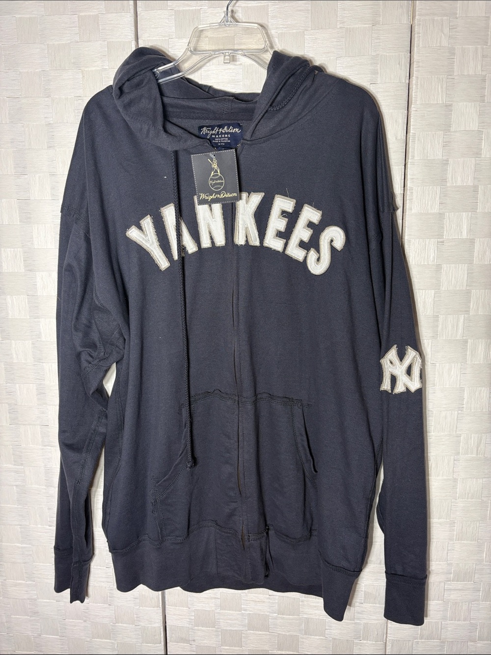 Wright & Ditson Navy Hoodie with White Yankees Embroidery